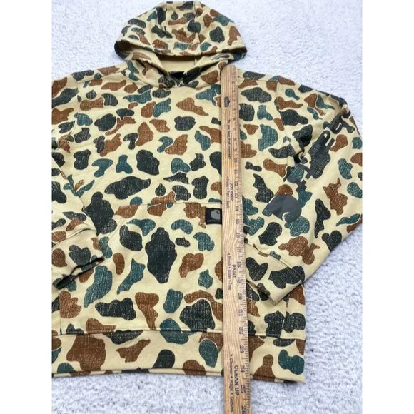 Boys Carhartt Yellow Camouflage Hoodie Pullover Sweatshirt Size L 14-16 - Picture 4 of 12